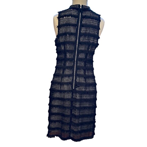 J Crew Black Fringe Sheath Dress, Black With Beige Lining, Size 2 - Picture 5 of 9